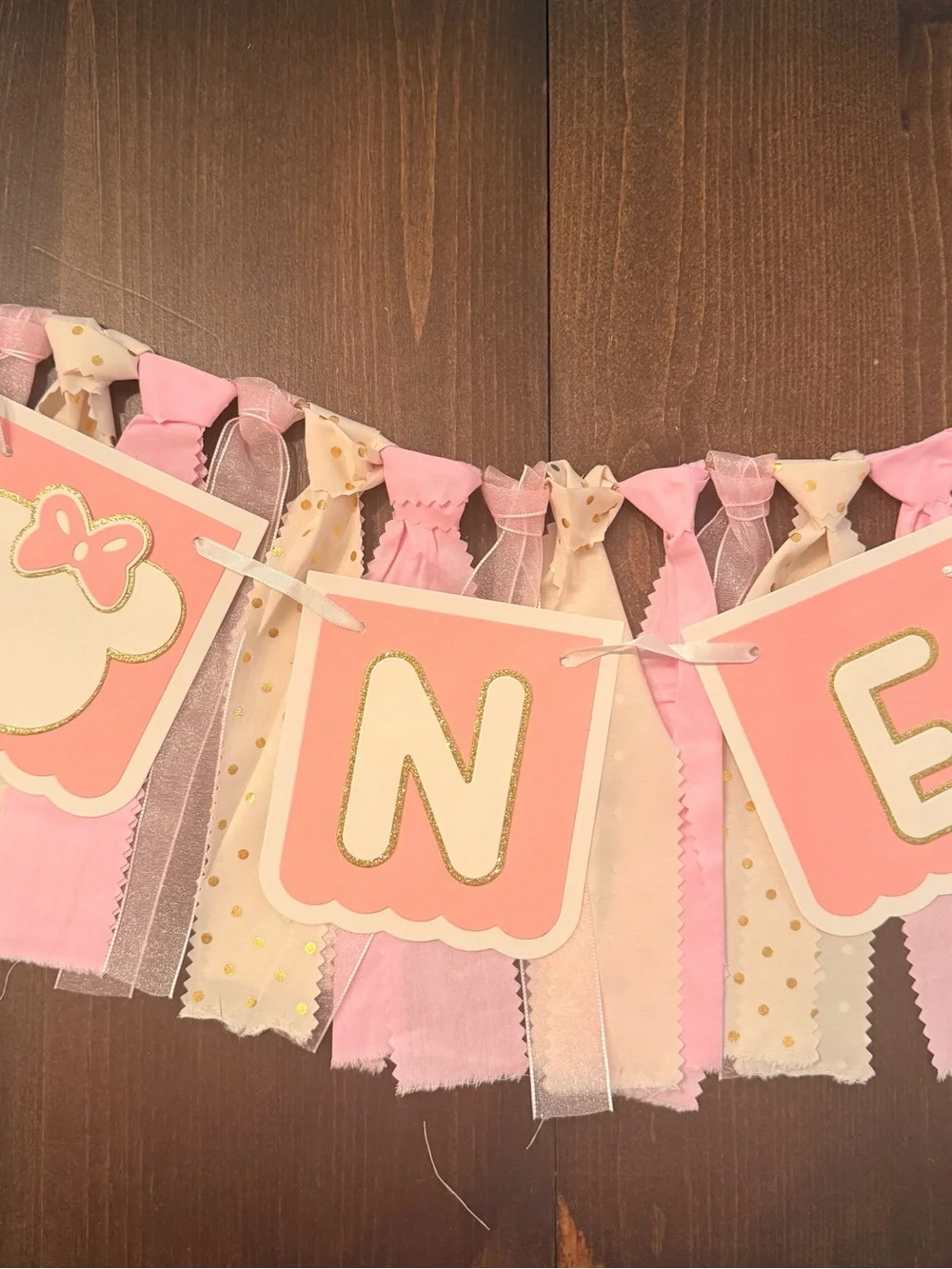 Pink Minnie Baby 1st First Birthday Party Banner Garland Disney Decoration